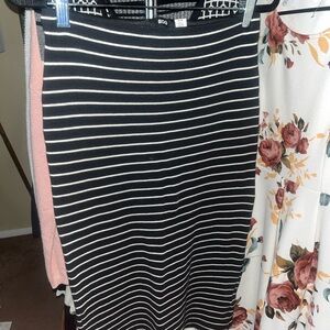 BDG Women's Dark Blue and White Striped Pencil Skirt